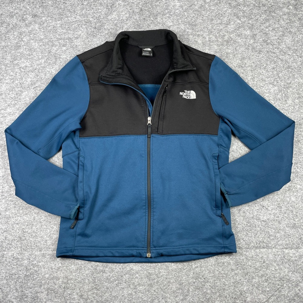 The North Face Softshell Jacket Mens M Blue Black Astro Ridge Fleece Hybrid Zip